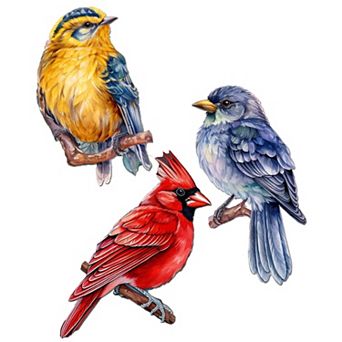 Winter Birds Decorative Wooden Clip-on Ornaments Set Of 3 By G. Debrekht