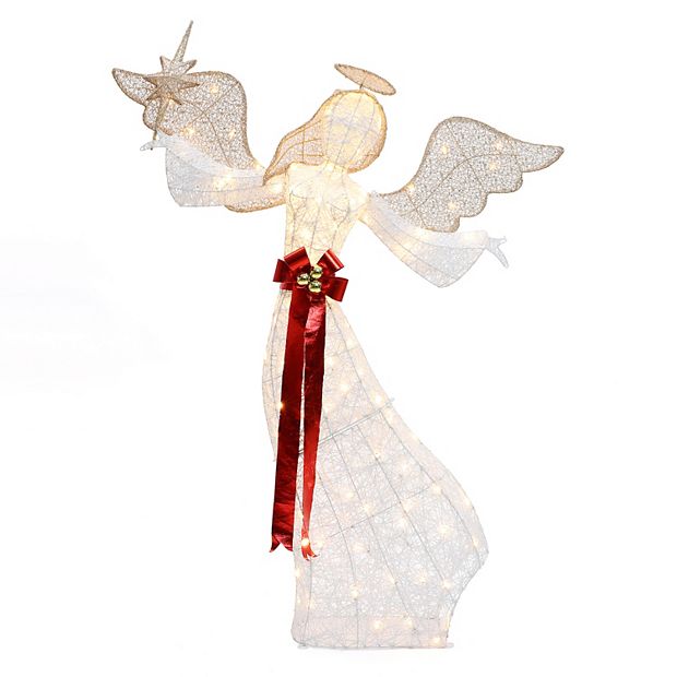 LuxenHome 5.7ft 3d Christmas Angel With Star Holiday Decoration