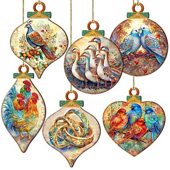 Twelve Days Of Christmas Wooden Christmas Ornaments Set Of 12 By G. Debrekht