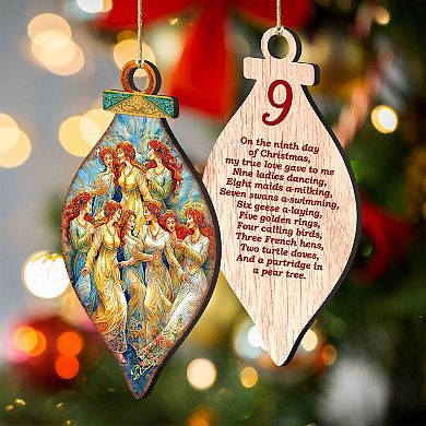 Twelve Days Of Christmas Wooden Christmas Ornaments Set Of 12 By G. Debrekht