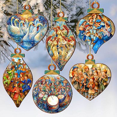 Twelve Days Of Christmas Wooden Christmas Ornaments Set Of 12 By G. Debrekht