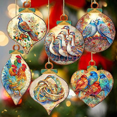 Twelve Days Of Christmas Wooden Christmas Ornaments Set Of 12 By G. Debrekht