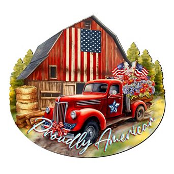 Proudly American Decorative Holiday 22-Inch Handcrafted Wooden Door Hanger & Wall Art by G. DeBrekht
