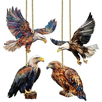 Alaskan Eagles Wooden Christmas Ornaments Set Of 4 By G. Debrekht