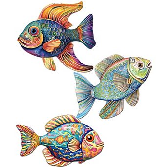 Coastal Fish Wooden Clip-on Ornaments Set Of 3 By G. Debrekht