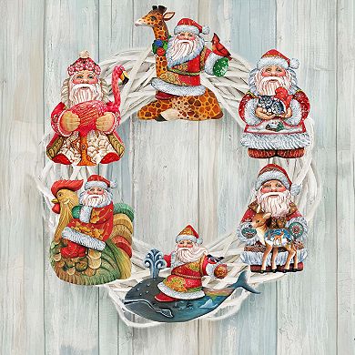 Santa Wooden Clip-on Ornaments Set Of 6 By G. Debrekht