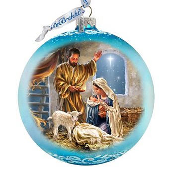 A Child Is Born - Nativity Scene Large Glass Ornament By D. Gelsinger