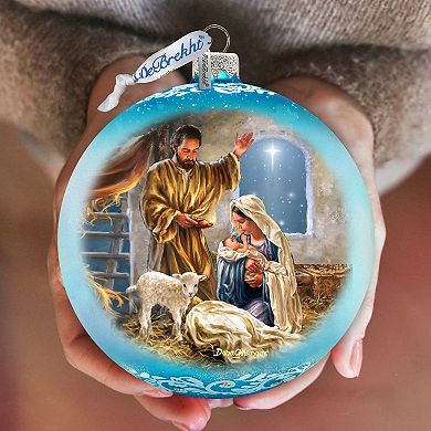 A Child Is Born - Nativity Scene Large Glass Ornament By D. Gelsinger