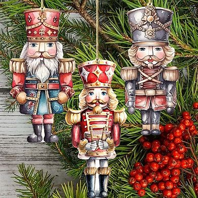 Nutcrackers Wooden Christmas Ornaments Set Of 3 By G. Debrekht