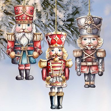 Nutcrackers Wooden Christmas Ornaments Set Of 3 By G. Debrekht
