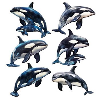 Majestic Orcas Wooden Clip-on Ornaments Set Of 6 By G. Debrekht