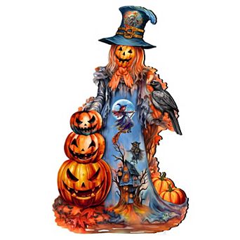 Halloween Pumpkin Holiday 24-Inch Handcrafted Wooden Door Hanger & Wall Art by G. DeBrekht