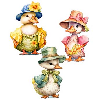 Easter Ducks Decorative Wooden Clip-on Ornaments Set Of 3 By G. Debrekht
