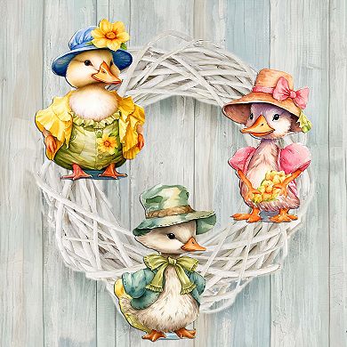 Easter Ducks Wooden Clip-on Ornaments Set Of 3 By G. Debrekht