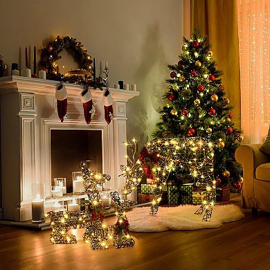 LuxenHome Set Of 3 Deer Family Lighted Holiday Decoration