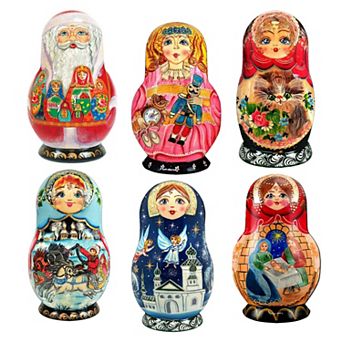 Nested Dolls Wooden Clip-on Ornaments Set Of 6 By G. Debrekht