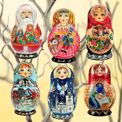 Nested Dolls Wooden Clip-on Ornaments Set Of 6 By G. Debrekht