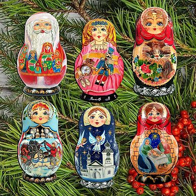 Nested Dolls Wooden Clip-on Ornaments Set Of 6 By G. Debrekht