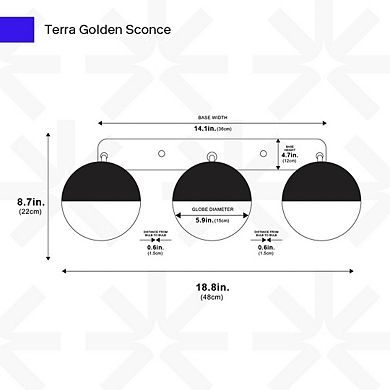 Ozarke Terra Golden Sconce Wall Mounted Sconce With 3 Globe Lights