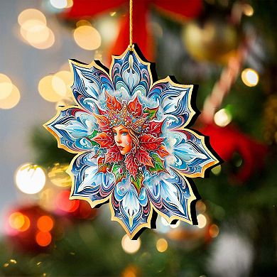 Snow Queen Snowflake Wooden Christmas Ornaments By G. Debrekht