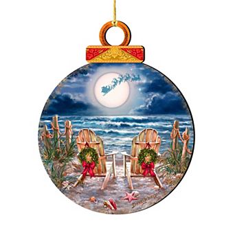 Moonlight Christmas Holiday Wooden Christmas Ornaments By D. Gelsinger