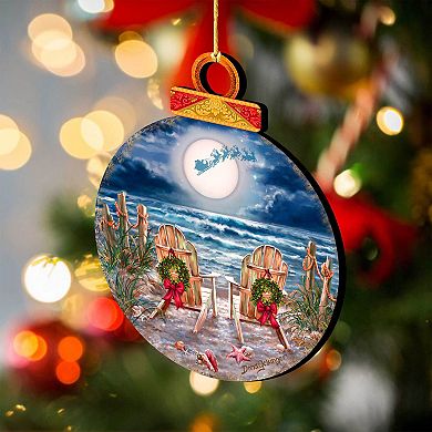 Moonlight Christmas Holiday Wooden Christmas Ornaments By D. Gelsinger