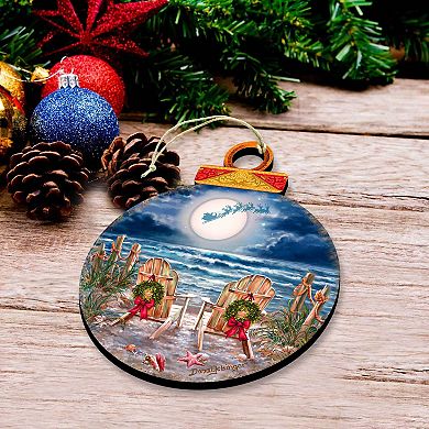 Moonlight Christmas Holiday Wooden Christmas Ornaments By D. Gelsinger