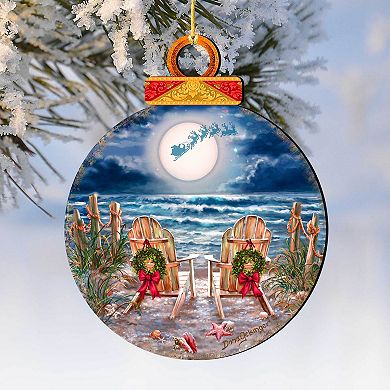 Moonlight Christmas Holiday Wooden Christmas Ornaments By D. Gelsinger