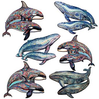 Embracing Whales Decorative Wooden Clip-on Ornaments Set Of 6 By G. Debrekht