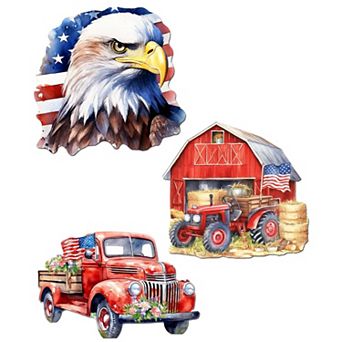 American Flag Wooden Clip-on Ornaments Set Of 3 By G. Debrekht