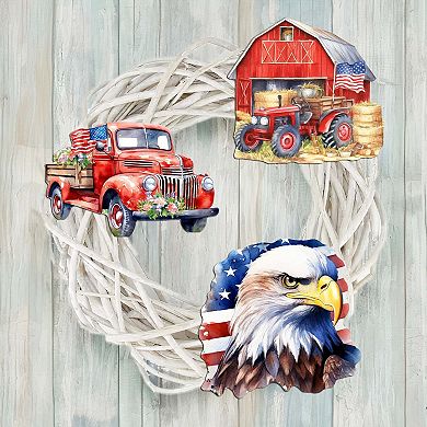 American Flag Wooden Clip-on Ornaments Set Of 3 By G. Debrekht