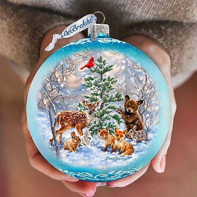 Forest Friends Large Glass Ornament By D. Gelsinger