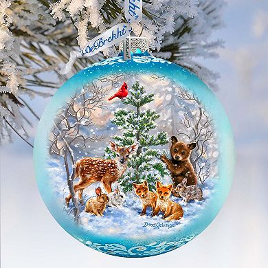 Forest Friends Large Glass Ornament By D. Gelsinger