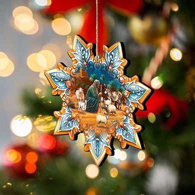 Joseph With Animals Snowflake Wooden Christmas Ornaments By G. Debrekht