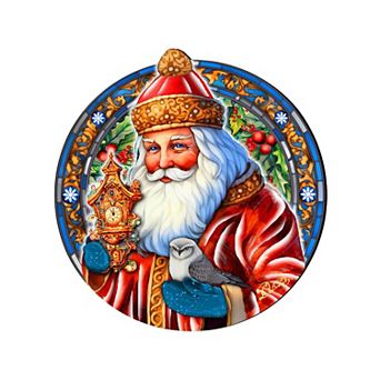 Santa with Clock Holiday 18-Inch Handcrafted Wooden Door Hanger & Wall Art by G. DeBrekht