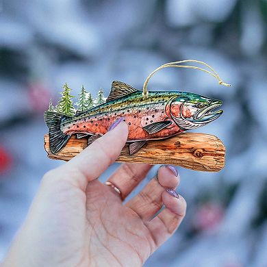 Alaskan Salmon Wooden Christmas Ornaments Set Of 5 By G. Debrekht