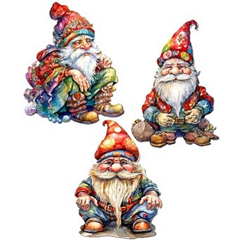 Christmas Gnomes Wooden Clip-on Ornaments Set Of 3 By G. Debrekht