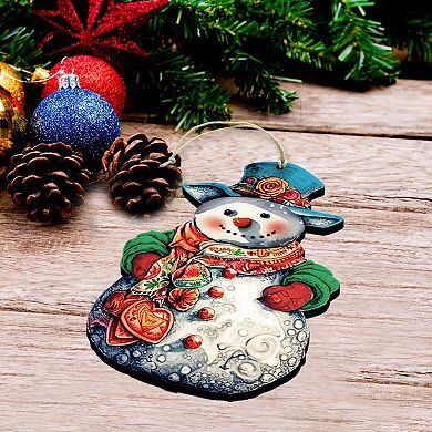 Snowman Wooden Christmas Ornaments Set Of 3 By G. Debrekht