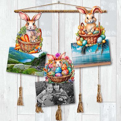 Eggs And Bunnies Wooden Clip-on Ornaments Set Of 3 By G. Debrekht