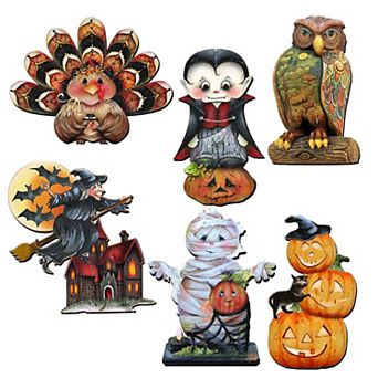 Happy Halloween Wooden Clip-on Ornaments Set Of 6 G. Debrekht