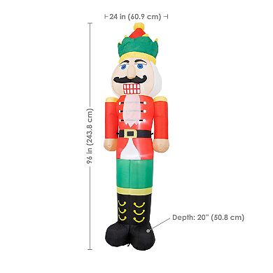 Sunnydaze 8 ft Nathaniel the Nutcracker Inflatable Christmas Decoration