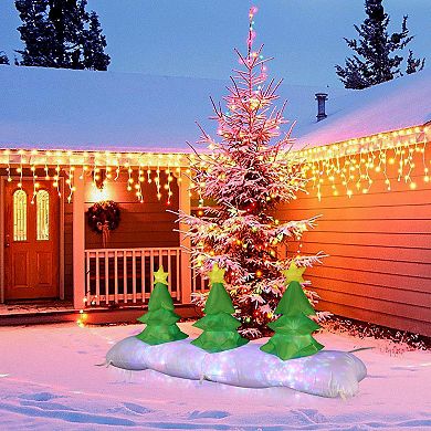 LuxenHome 8ft Long Christmas Tree Inflatable With Festive Disco And Flashing Lights