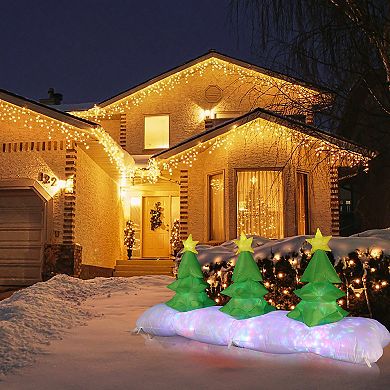 LuxenHome 8ft Long Christmas Tree Inflatable With Festive Disco And Flashing Lights