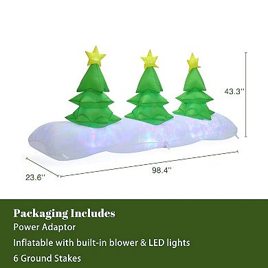 LuxenHome 8ft Long Christmas Tree Inflatable With Festive Disco And Flashing Lights