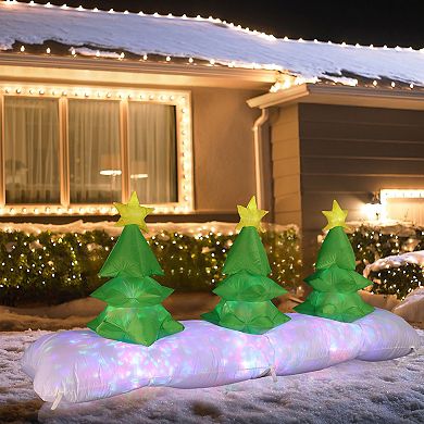 LuxenHome 8ft Long Christmas Tree Inflatable With Festive Disco And Flashing Lights