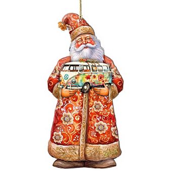 Santa With Van Wooden Christmas Ornaments By G. Debrekht