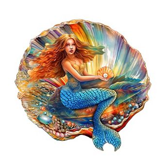 Mermaid in the Shell Holiday 22-Inch Handcrafted Wooden Door Hanger & Wall Art by G. DeBrekht