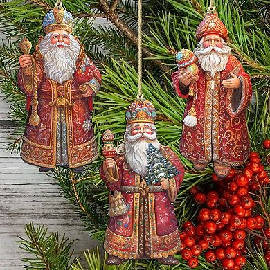 Santa Wooden Christmas Ornaments Set Of 3 By G. Debrekht