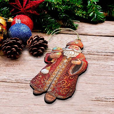 Santa Wooden Christmas Ornaments Set Of 3 By G. Debrekht