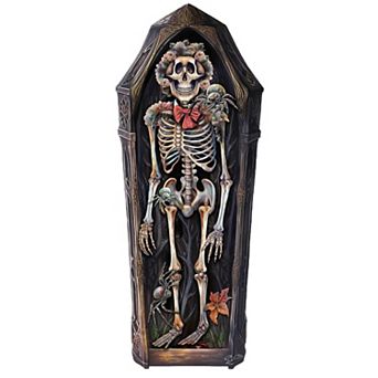 Skeleton Coffin Holiday 24-Inch Handcrafted Wooden Door Hanger & Wall Art by G. DeBrekht